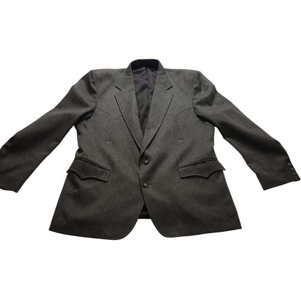 Circle S Dallas Texas Western Blazer Charcoal Gray Cowboy Sport Coat 46R